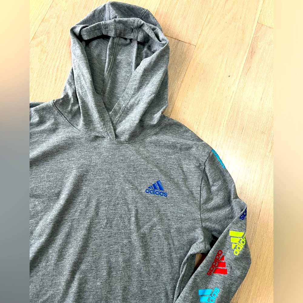 Adidas YL (14-16) LongSleeve Hoodie W Adidas Logo on Sleeves Excellent Condition